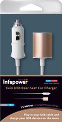 INFAPOWER Twin USB Rear Seat Car Charger