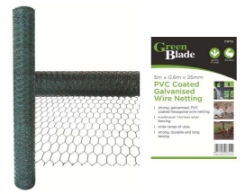 GREEN BLADE 5m x 0.6m x 25mm PVC Coated Galvanised Wire Net
