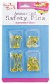 SEWING BOX Assorted Safety Pins Gold