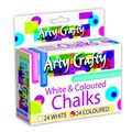 Arty Crafty White & Coloured Chalk 48pk